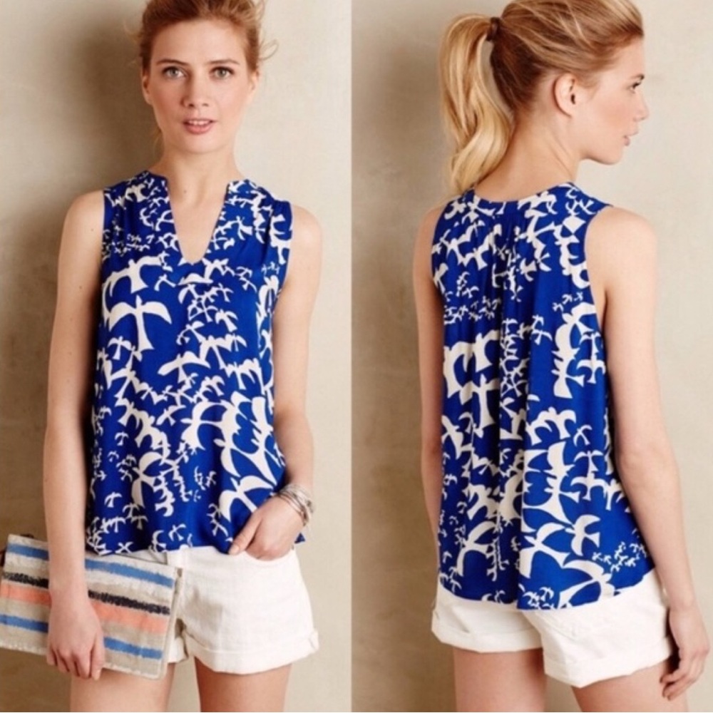 Anthropologie Blue “Enna” Tank by Maeve (Size 10)
